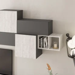 Bissolo Casa Pareti E Soggiorni Componibili<SOGGIORNO MOD. TROMEN ANTRACITE E ANCIENT WHITE in vendita online
