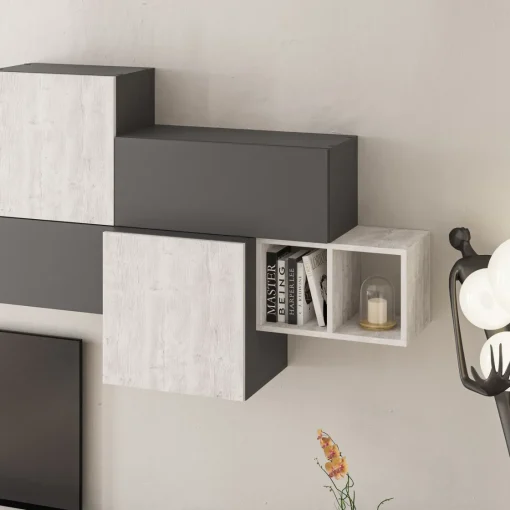 Bissolo Casa Pareti E Soggiorni Componibili<SOGGIORNO MOD. TROMEN ANTRACITE E ANCIENT WHITE in vendita online