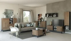 Bissolo Casa Pareti E Soggiorni Componibili<SOGGIORNO MOD. VITTORIA RIVIERA OAK E NERO PORTLAND: vendita online SOGGIORNO MOD. VITTORIA RIVIERA OAK E NERO PORTLAND in offerta