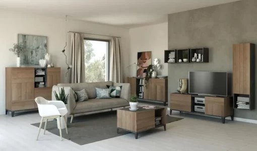 Bissolo Casa Pareti E Soggiorni Componibili<SOGGIORNO MOD. VITTORIA RIVIERA OAK E NERO PORTLAND: vendita online SOGGIORNO MOD. VITTORIA RIVIERA OAK E NERO PORTLAND in offerta