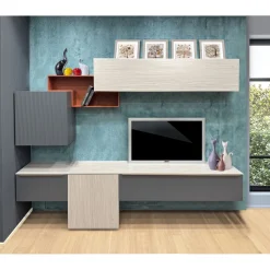 Bissolo Casa Pareti E Soggiorni Componibili<SOGGIORNO MOD.GIORNO PER GIORNO CENERE WOOD E PIOMBO in vendita online