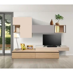 Bissolo Casa Pareti E Soggiorni Componibili<SOGGIORNO MOD.GIORNO PER GIORNO ROVERE NODATO/CRETA/FANGO in vendita online