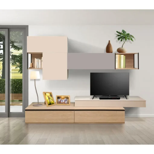 Bissolo Casa Pareti E Soggiorni Componibili<SOGGIORNO MOD.GIORNO PER GIORNO ROVERE NODATO/CRETA/FANGO in vendita online