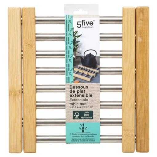Bissolo Casa Accessori Vari Utensili Da Cucina<SOTTOPENTOLA ESTENSIBILE IN ACCIAIO INOX/BAMBOO 21.5X22.2 H. 2.2CM