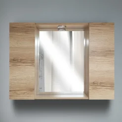 Bissolo Casa Specchiere<SPECCHIERA 2A CM 80 QUERCIA NATURALE CON FARETTO LED