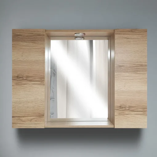 Bissolo Casa Specchiere<SPECCHIERA 2A CM 80 QUERCIA NATURALE CON FARETTO LED