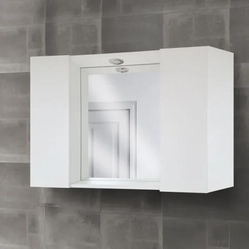 Bissolo Casa Specchiere<SPECCHIERA CM 80 BIANCO NORDICO CON FARETTO LED
