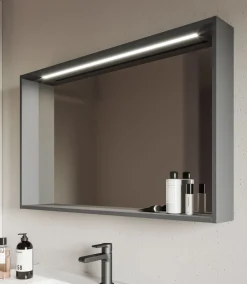 Bissolo Casa Specchiere<SPECCHIERA QUADRANTE CM 102 CON LAMPADA LED GRAFITE OPACO