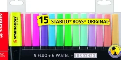 Bissolo Casa Evidenziatori Evidenziatori<STABILO - SET 15 EVIDENZIATORI BOSS ORIGINAL FLUO+PASTEL CON DESKSET: vendita online STABILO - SET 15 EVIDENZIATORI BOSS ORIGINAL FLUO+PASTEL CON DESKSET in offerta