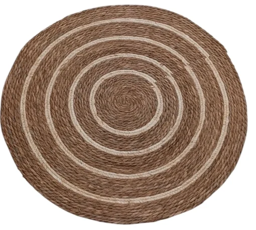 Bissolo Casa Tappeti<TAPPETO D 80CM NATURALE CON RIGA BIANCA: vendita online TAPPETO D 80CM NATURALE CON RIGA BIANCA in offerta