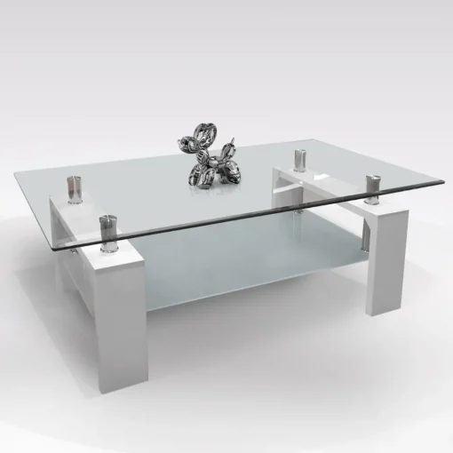 Bissolo Casa Tavolini<TAVOLINO CM 110X60 H. 40 BIANCO LUCIDO E VETRO: vendita online TAVOLINO CM 110X60 H. 40 BIANCO LUCIDO E VETRO in offerta