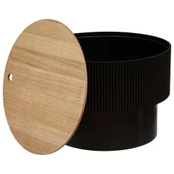 Bissolo Casa Tavolini<TAVOLINO CONTENITORE ENOLA DIAM. 55 H.38 CM NERO E NATURALE in vendita online