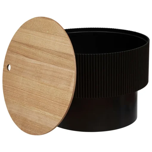 Bissolo Casa Tavolini<TAVOLINO CONTENITORE ENOLA DIAM. 55 H.38 CM NERO E NATURALE in vendita online