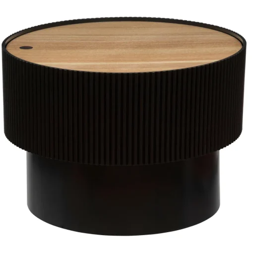 Bissolo Casa Tavolini<TAVOLINO CONTENITORE ENOLA DIAM. 55 H.38 CM NERO E NATURALE in vendita online