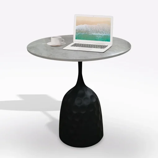 Bissolo Casa Tavolini<TAVOLINO DIAM. CM 50 H.54 METALLO E PIANO IN CERAMICA EFFETTO MARMO in vendita online