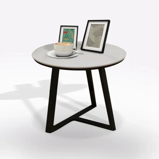 Bissolo Casa Tavolini<TAVOLINO DIAM. CM 50 H.50 METALLO E PIANO IN CERAMICA EFFETTO MARMO BIANCO in vendita online