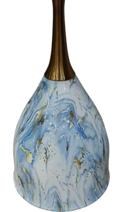 Bissolo Casa Tavolini<TAVOLINO DIAM. CM 44 H.57 METALLO E PIANO IN CERAMICA EFFETTO MARMO BLU in vendita online