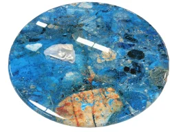 Bissolo Casa Tavolini<TAVOLINO DIAM. CM 44 H.57 METALLO E PIANO IN CERAMICA EFFETTO MARMO BLU in vendita online