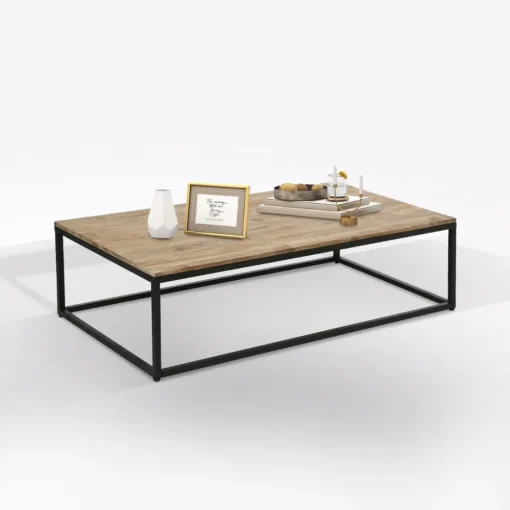 Bissolo Casa Tavolini<TAVOLINO MOD. EDENA CM 115X65 H. 32.5CM METALLO NERO E ACACIA in vendita online