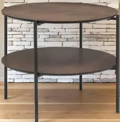Bissolo Casa Tavolini<TAVOLINO MOD. KEMI DIAM. 63.2 H.52 METALLO E MDF NERO E NOCE in vendita online
