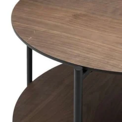 Bissolo Casa Tavolini<TAVOLINO MOD. KEMI DIAM. 63.2 H.52 METALLO E MDF NERO E NOCE in vendita online