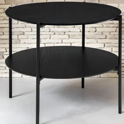 Bissolo Casa Tavolini<TAVOLINO MOD. KEMI DIAM. CM 63.2 H.52 IN METALLO E MDF NERO in vendita online