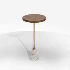Bissolo Casa Tavolini<TAVOLINO MOD. NEITH DIAM. CM 35.5 H. 69.5 METALLO/MARMO/LEGNO in vendita online