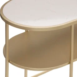 Bissolo Casa Tavolini<TAVOLINO MOD. PAGE CM 52X31.5 H.45 IN METALLO ORO E MARMO in vendita online
