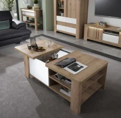Bissolo Casa Tavolini<TAVOLINO MOD. PALAZZO CM 120X68 H.46 ROVERE WELLINGTON E BIANCO in vendita online