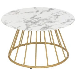Bissolo Casa Tavolini<TAVOLINO MOD. RAYO DIAM. CM 70 H. 40 METALLO ORO E VETRO TEMPERATO in vendita online