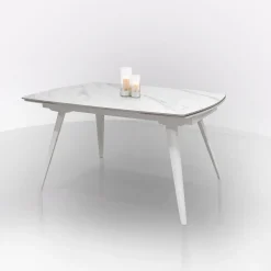 Bissolo Casa Tavoli Moderni<TAVOLO ALL. CHIC ROUND CM 140 METALLO BIANCO E VETRO EFFETTO MARMO BIANCO: vendita online TAVOLO ALL. CHIC ROUND CM 140 METALLO BIANCO E VETRO EFFETTO MARMO BIANCO in offerta