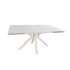 Bissolo Casa Tavoli Moderni<TAVOLO ALL. CM 160X90 METALLO BIANCO E VETRO EFFETTO MARMO: vendita online TAVOLO ALL. CM 160X90 METALLO BIANCO E VETRO EFFETTO MARMO in offerta