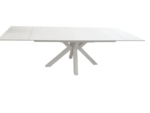 Bissolo Casa Tavoli Moderni<TAVOLO ALL. CM 160X90 METALLO BIANCO E VETRO EFFETTO MARMO: vendita online TAVOLO ALL. CM 160X90 METALLO BIANCO E VETRO EFFETTO MARMO in offerta