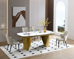 Bissolo Casa Tavoli Moderni<TAVOLO ALL. CM 200X100 METALLO DORATO SATINATO CON PIANO EFFETTO MARMO : vendita online TAVOLO ALL. CM 200X100 METALLO DORATO SATINATO CON PIANO EFFETTO MARMO in offerta