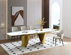 Bissolo Casa Tavoli Moderni<TAVOLO ALL. CM 200X100 METALLO DORATO SATINATO CON PIANO EFFETTO MARMO : vendita online TAVOLO ALL. CM 200X100 METALLO DORATO SATINATO CON PIANO EFFETTO MARMO in offerta