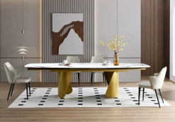 Bissolo Casa Tavoli Moderni<TAVOLO ALL. CM 200X100 METALLO DORATO SATINATO CON PIANO EFFETTO MARMO : vendita online TAVOLO ALL. CM 200X100 METALLO DORATO SATINATO CON PIANO EFFETTO MARMO in offerta