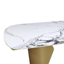 Bissolo Casa Tavoli Moderni<TAVOLO ALL. CM 200X100 METALLO DORATO SATINATO CON PIANO EFFETTO MARMO : vendita online TAVOLO ALL. CM 200X100 METALLO DORATO SATINATO CON PIANO EFFETTO MARMO in offerta