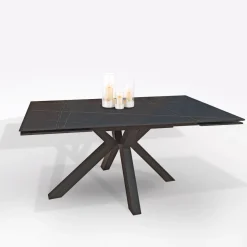 Bissolo Casa Tavoli Moderni<TAVOLO ALL. CM 160X90 METALLO NERO E VETRO EFFETTO MARMO : vendita online TAVOLO ALL. CM 160X90 METALLO NERO E VETRO EFFETTO MARMO in offerta