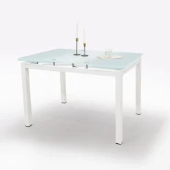 Bissolo Casa Tavoli Moderni<TAVOLO ALL. 110X70 BIANCO E VETRO: vendita online TAVOLO ALL. 110X70 BIANCO E VETRO in offerta