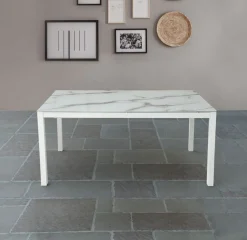 Bissolo Casa Tavoli Moderni<TAVOLO ALL. 160X90 BIANCO E VETRO EFFETTO PIETRA: vendita online TAVOLO ALL. 160X90 BIANCO E VETRO EFFETTO PIETRA in offerta