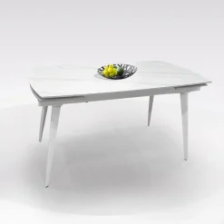Bissolo Casa Tavoli Moderni<TAVOLO CM 140X80 ALL. METALLO BIANCO E VETRO EFFETTO MARMO: vendita online TAVOLO CM 140X80 ALL. METALLO BIANCO E VETRO EFFETTO MARMO in offerta