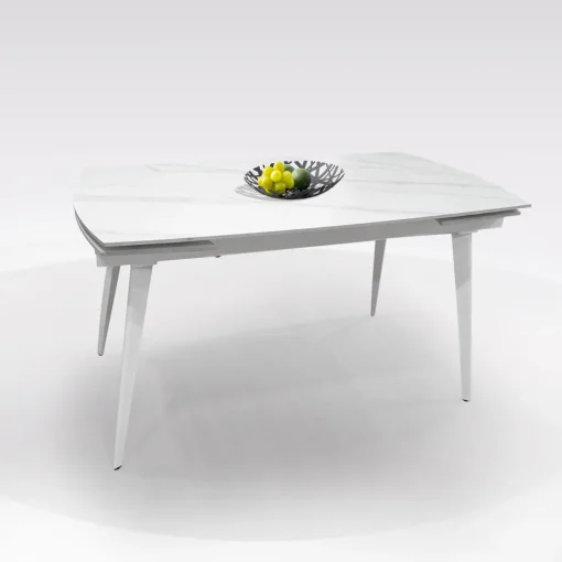 Bissolo Casa Tavoli Moderni<TAVOLO CM 140X80 ALL. METALLO BIANCO E VETRO EFFETTO MARMO: vendita online TAVOLO CM 140X80 ALL. METALLO BIANCO E VETRO EFFETTO MARMO in offerta