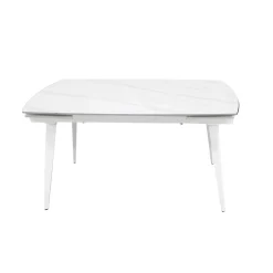 Bissolo Casa Tavoli Moderni<TAVOLO CM 140X80 ALL. METALLO BIANCO E VETRO EFFETTO MARMO: vendita online TAVOLO CM 140X80 ALL. METALLO BIANCO E VETRO EFFETTO MARMO in offerta