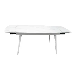 Bissolo Casa Tavoli Moderni<TAVOLO CM 140X80 ALL. METALLO BIANCO E VETRO EFFETTO MARMO: vendita online TAVOLO CM 140X80 ALL. METALLO BIANCO E VETRO EFFETTO MARMO in offerta