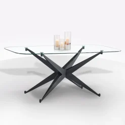 Bissolo Casa Tavoli Moderni<TAVOLO FISSO MOD. SIMONE CM 180X90 METALLO NERO E PIANO IN VETRO: vendita online TAVOLO FISSO MOD. SIMONE CM 180X90 METALLO NERO E PIANO IN VETRO in offerta