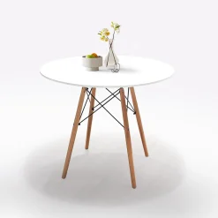 Bissolo Casa Tavoli Moderni<TAVOLO ROTONDO FISSO DIAM. CM 90 LEGNO E MDF BIANCO: vendita online TAVOLO ROTONDO FISSO DIAM. CM 90 LEGNO E MDF BIANCO in offerta