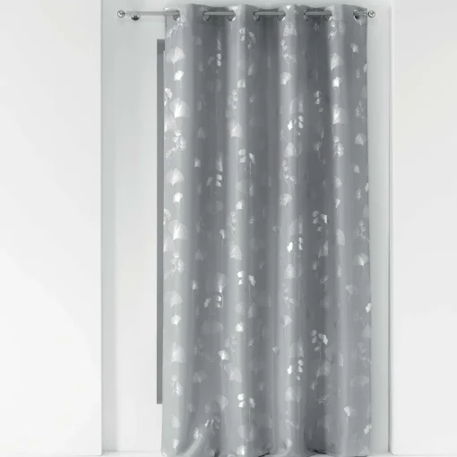 Bissolo Casa Tende Tende Confezionate<TENDA CON OCCHIELLI STAMPA METALLIZZATA GRIGIO/ARGENTO 140X260CM: vendita online TENDA CON OCCHIELLI STAMPA METALLIZZATA GRIGIO/ARGENTO 140X260CM in offerta