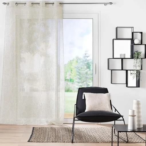 Bissolo Casa Tende Tende Confezionate<TENDA CON OCCHIELLI VELO SABBIA STAMPATO PANDORE 140X280CM BIANCO: vendita online TENDA CON OCCHIELLI VELO SABBIA STAMPATO PANDORE 140X280CM BIANCO in offerta