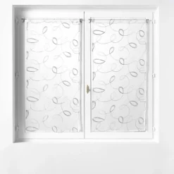Bissolo Casa Tende Tende Confezionate<TENDA DRITTA PASSA BACHET HOOPS IN VELO SABBIA RICAMATO 60X120CM GRIGIO: vendita online TENDA DRITTA PASSA BACHET HOOPS IN VELO SABBIA RICAMATO 60X120CM GRIGIO in offerta