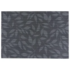 Bissolo Casa Tessile Tavola Tovagliette<TOVAGLIETTA ALICE IN PVC 50X35CM NERA CON DECORO FOGLIE: vendita online TOVAGLIETTA ALICE IN PVC 50X35CM NERA CON DECORO FOGLIE in offerta